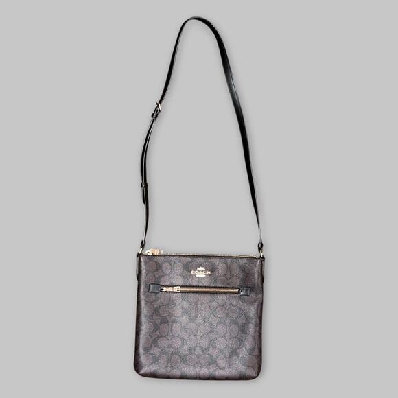 Coach Signature PVC Crossbody Bag – Brown/Black - Picture 1 of 5